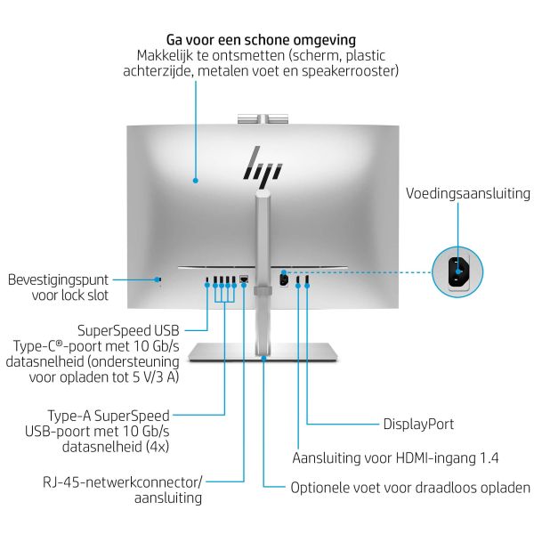 HP EliteOne 870 G9 Intel® Core™ i5 i5-14500 68,6 cm (27") 2560 x 1440 Pixels Touchscreen Alles-in-één-pc 16 GB DDR5-SDRAM 512 GB SSD Windows 11 Pro Wi-Fi 6E (802.11ax) Zilver (99A84ET#ABH)