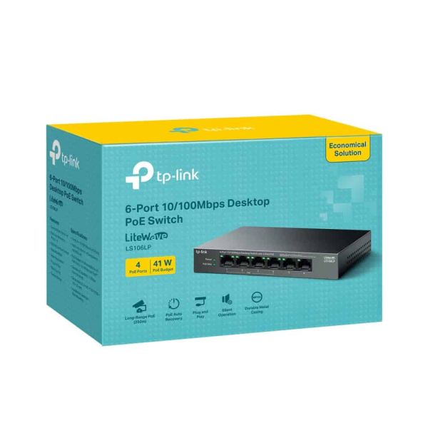 TP-Link LiteWave LS106LP netwerk-switch Unmanaged Fast Ethernet (10/100) Power over Ethernet (PoE) Zwart (LS106LP)