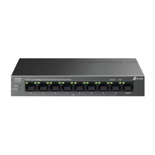 TP-Link LiteWave LS109P netwerk-switch Unmanaged Fast Ethernet (10/100) Power over Ethernet (PoE) Zwart (LS109P)