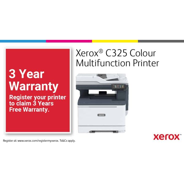 Xerox C325 A4 33 ppm draadloze dubbelzijdige printer PS3 PCL5e/6 2 laden totaal 251 vel (C325V_DNI) Xerox C325 A4 33 ppm draadloze dubbelzijdige printer PS3 PCL5e/6 2 laden totaal 251 vel (C325V_DNI)