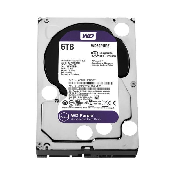 Western Digital WD Purple Surveillance Hard Drive Hard Disk WD60PURZ 6TB 3.5 SATA-600 5400rpm (WD60PURZ)