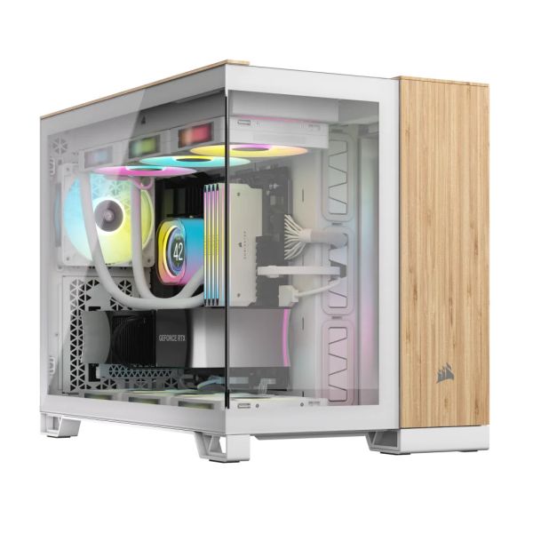 CORSAIR mATX 2500X (Tempered Glass) White/Bamboo Wood (CC-9011288-WW)