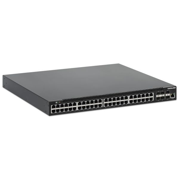 Intellinet 54-poorts L3 volledig beheerde Gigabit PoE+ netwerk switch, 48x RJ45 + 6x 10G SFP+ uplinks, PoE-budget 850 W, Layer 3 routing, VLAN/QoS, 19" rackmontage, professionele netwerkomgevingen, 3 jaar garantie (562041) Intellinet 54-poorts L3 volledig beheerde Gigabit PoE+ netwerk switch, 48x RJ45 + 6x 10G SFP+ uplinks, PoE-budget 850 W, Layer 3 routing, VLAN/QoS, 19" rackmontage, professionele netwerkomgevingen, 3 jaar garantie (562041)