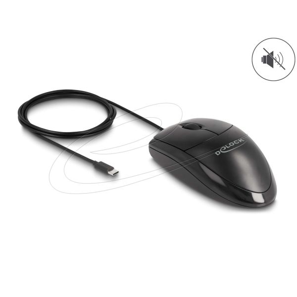 DELOCK Optische USB Type-C Desktop Maus - Lautlos (12114)