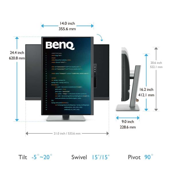 BenQ RD240Q computer monitor 61,2 cm (24.1") 2560 x 1600 Pixels WQXGA LCD Zwart (9H.LLXLA.TBE)