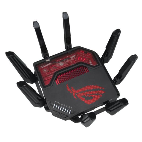 ASUS ROG Rapture GT-BE19000 draadloze router Multi-Gigabit Ethernet Tri-band (2,4 GHz / 5 GHz / 6 GHz) Zwart, Rood (90IG0850-MO9A0V)