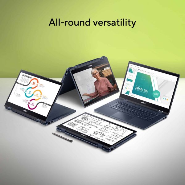 ASUS ExpertBook B3 Flip B3402FVA-EC0577XA Intel® Core™ i5 i5-1335U Hybride (2-in-1) 35,6 cm (14") Touchscreen Full HD 16 GB DDR4-SDRAM 256 GB SSD Wi-Fi 6E (802.11ax) Windows 11 Pro Education Zwart (90NX07N1-M00M70)