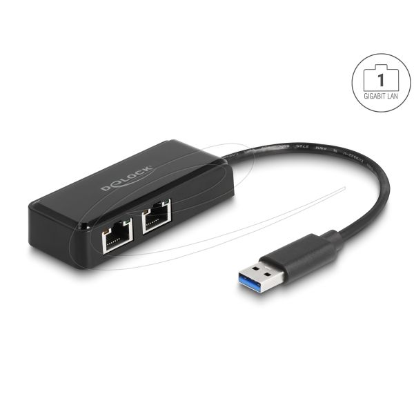 DELOCK USB Typ-A Adapter zu 2 x Gigabit LAN (64194)