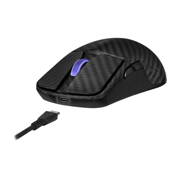 ASUS ROG Harpe Ace Extreme muis Gamen Rechtshandig RF Wireless + Bluetooth + USB Type-A Optisch 42000 DPI (90MP03U0-BMUA00)