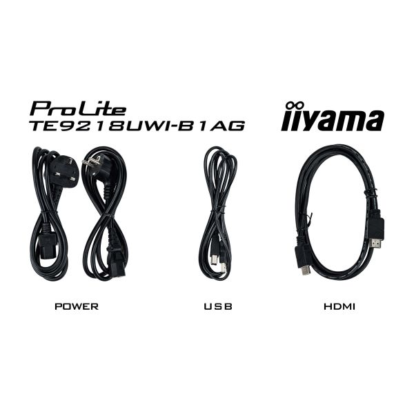 iiyama TE9218UWI-B1AG beeldkrant Interactief flatscreen 2,32 m (91.5") LED Wifi 500 cd/m² 5K Ultra HD Zwart Touchscreen Type processor Android 16/7 (TE9218UWI-B1AG)