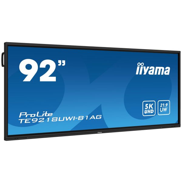 iiyama TE9218UWI-B1AG beeldkrant Interactief flatscreen 2,32 m (91.5") LED Wifi 500 cd/m² 5K Ultra HD Zwart Touchscreen Type processor Android 16/7 (TE9218UWI-B1AG)
