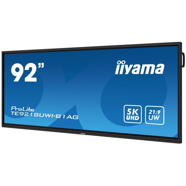 iiyama TE9218UWI-B1AG beeldkrant Interactief flatscreen 2,32 m (91.5") LED Wifi 500 cd/m² 5K Ultra HD Zwart Touchscreen Type processor Android 16/7 (TE9218UWI-B1AG)