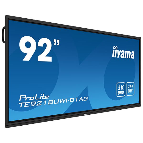 iiyama TE9218UWI-B1AG beeldkrant Interactief flatscreen 2,32 m (91.5") LED Wifi 500 cd/m² 5K Ultra HD Zwart Touchscreen Type processor Android 16/7 (TE9218UWI-B1AG)