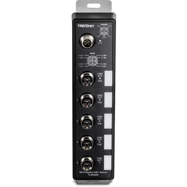 Trendnet TI-XPG50 5-Port Industrial M12 Gigabit PoE+ Railway Switch (TI-XPG50)