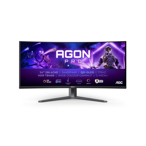 AOC AGON PRO AG346UCD computer monitor 86,4 cm (34") 3440 x 1440 Pixels Wide Quad HD QD-OLED Zwart, Grijs (AG346UCD)