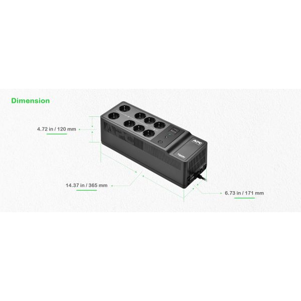 APC Back-UPS BE500G2-GR - Noodstroomvoeding 8x stopcontact, 500VA, 1 USB oplader, 1 USB datapoort (BE500G2-GR)