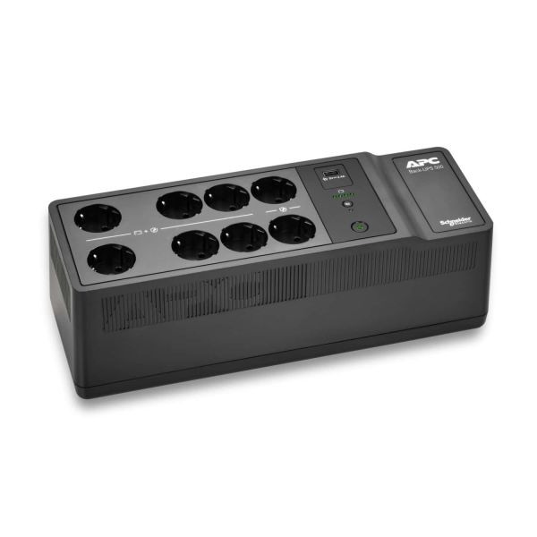 APC Back-UPS BE500G2-GR - Noodstroomvoeding 8x stopcontact, 500VA, 1 USB oplader, 1 USB datapoort (BE500G2-GR)