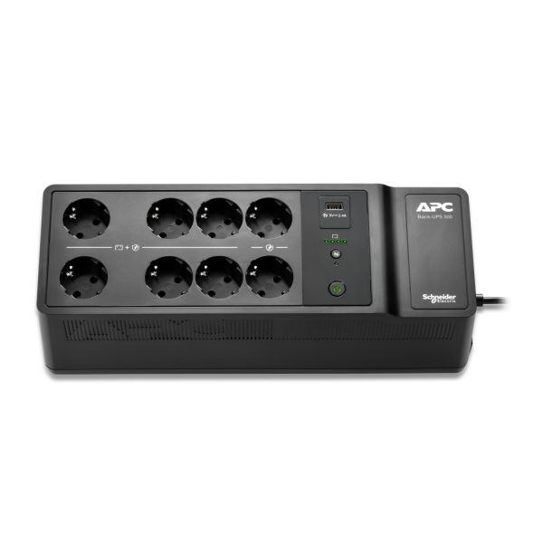 APC Back-UPS BE500G2-GR - Noodstroomvoeding 8x stopcontact, 500VA, 1 USB oplader, 1 USB datapoort (BE500G2-GR)
