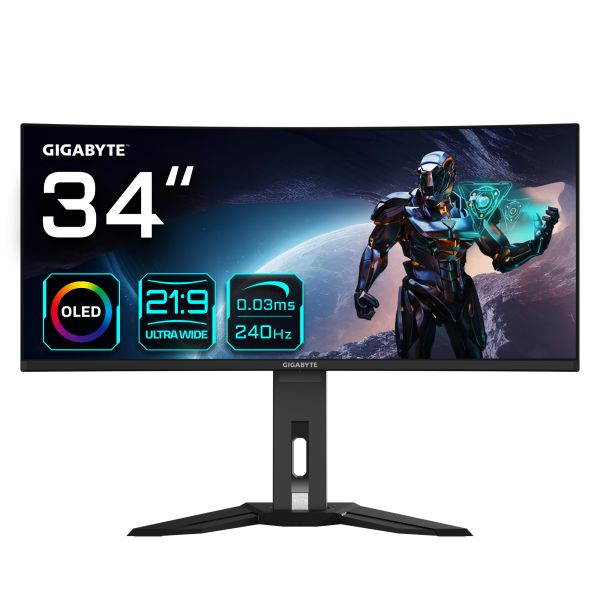 GIGABYTE MO34WQC2 computer monitor 86,4 cm (34") 3440 x 1440 Pixels Wide Quad HD OLED Zwart (MO34WQC2)