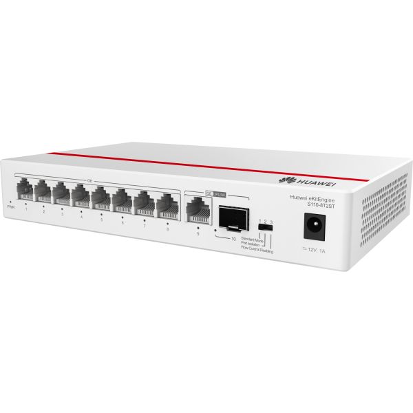 HUAWEI eKit S110 Series S110-8T2ST Unmanaged L2 Gigabit Ethernet (10/100/1000) Grijs (98012199)