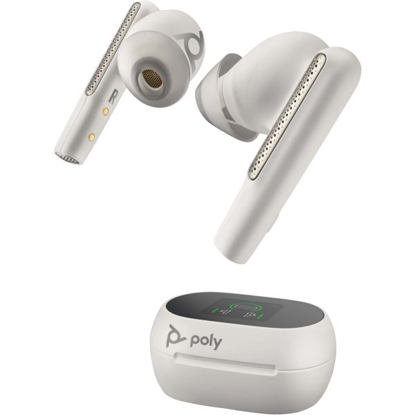 POLY Voyager Free 60+ UC White Sand Earbuds + BT700 USB-A-adapter + oplaadcase met touchscreen (7Y8G5AA)