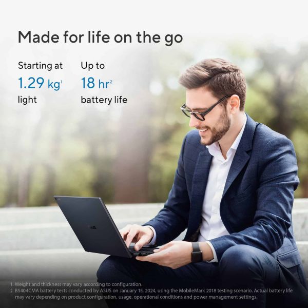 ASUS ExpertBook B5 B5404CMA-Q71035X Intel Core Ultra 5 125U Laptop 35,6 cm (14") WUXGA 16 GB DDR5-SDRAM 512 GB SSD Wi-Fi 6E (802.11ax) Windows 11 Pro Zwart (90NX06R1-M016T0)