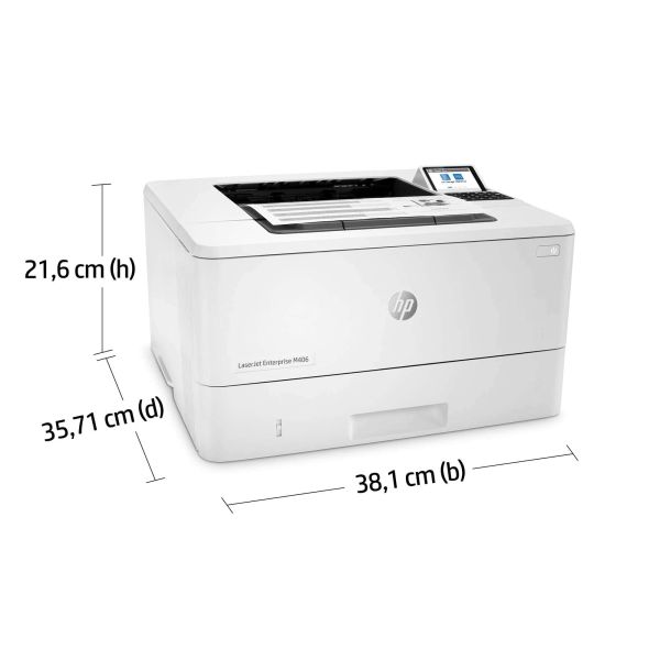 HP LaserJet Enterprise M406dn, Zwart-wit, Printer voor Bedrijf, Print, Compact formaat; Optimale beveiliging; Dubbelzijdig printen; Energiezuinig; Printen via USB-poort aan voorzijde (3PZ15A)