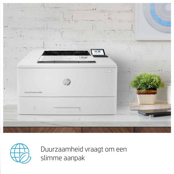 HP LaserJet Enterprise M406dn, Zwart-wit, Printer voor Bedrijf, Print, Compact formaat; Optimale beveiliging; Dubbelzijdig printen; Energiezuinig; Printen via USB-poort aan voorzijde (3PZ15A)