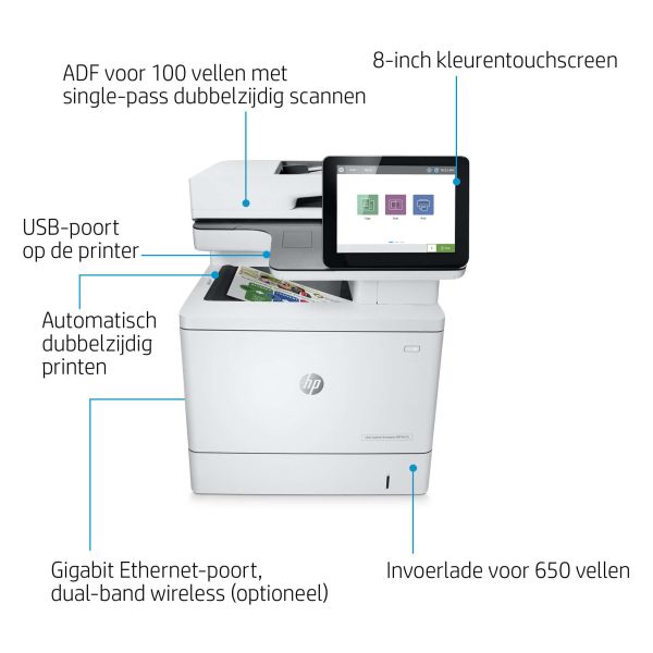 HP Color LaserJet Enterprise MFP M578dn, Afdrukken, kopiëren, scannen, faxen (optie), Dubbelzijdig printen; Automatische invoer voor 100 vellen; Energiezuinig (M578DN)
