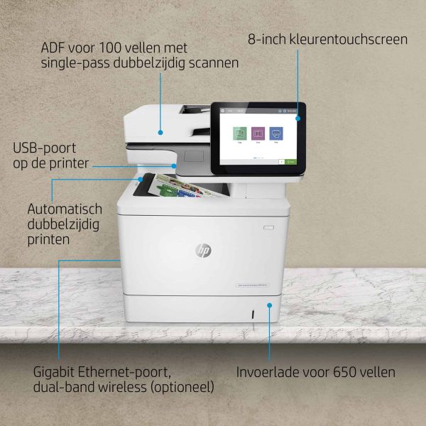 HP Color LaserJet Enterprise MFP M578dn, Afdrukken, kopiëren, scannen, faxen (optie), Dubbelzijdig printen; Automatische invoer voor 100 vellen; Energiezuinig (M578DN)