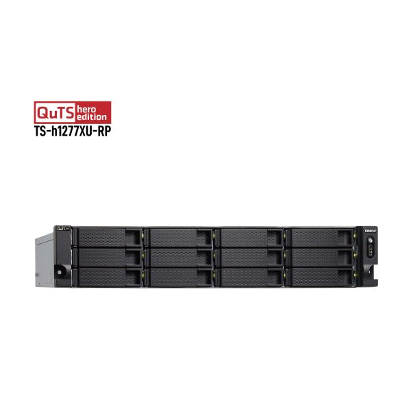 QNAP TS-h1277XU-RP NAS Rack (2U) AMD Ryzen™ 7 3700X 128 GB DDR4 QNAP QTS Zwart, Grijs (TS-H1277XU-RP-3700X-128G)