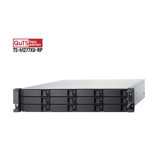 QNAP TS-h1277XU-RP NAS Rack (2U) AMD Ryzen™ 7 3700X 128 GB DDR4 QNAP QTS Zwart, Grijs (TS-H1277XU-RP-3700X-128G)
