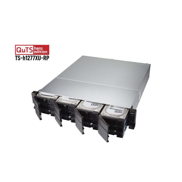QNAP TS-h1277XU-RP NAS Rack (2U) AMD Ryzen™ 7 3700X 128 GB DDR4 QNAP QTS Zwart, Grijs (TS-H1277XU-RP-3700X-128G)