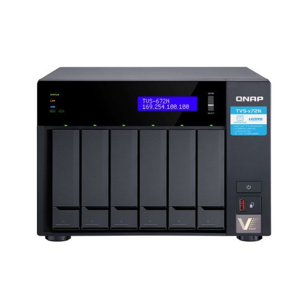 QNAP TVS-672N NAS Tower Intel® Core™ i3 i3-8100T 4 GB DDR4 QNAP Turbo System Zwart (TVS-672N-I3-4G) QNAP TVS-672N NAS Tower Intel® Core™ i3 i3-8100T 4 GB DDR4 QNAP Turbo System Zwart (TVS-672N-I3-4G)
