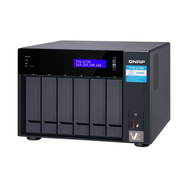 QNAP TVS-672N NAS Tower Intel® Core™ i3 i3-8100T 4 GB DDR4 QNAP Turbo System Zwart (TVS-672N-I3-4G)