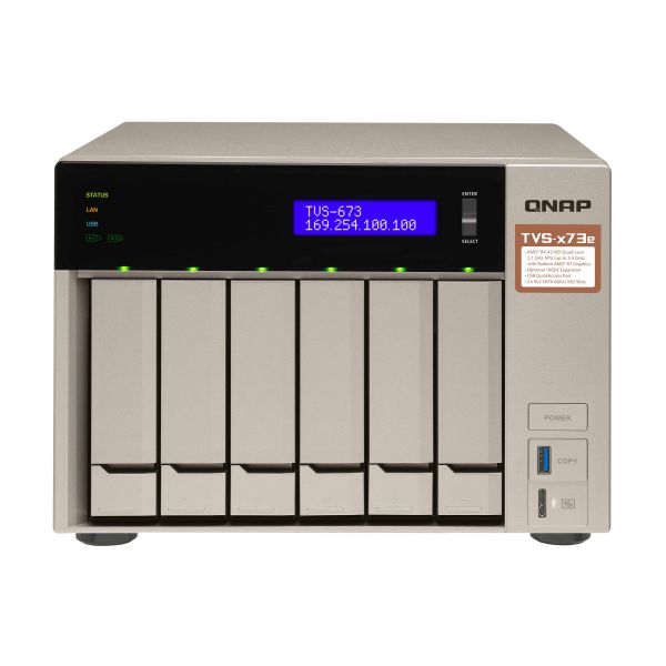QNAP TVS-673E NAS Tower AMD Embedded R-Series SoC RX-421BD 8 GB DDR4 QNAP Turbo System Grijs (TVS-673E-8G) QNAP TVS-673E NAS Tower AMD Embedded R-Series SoC RX-421BD 8 GB DDR4 QNAP Turbo System Grijs (TVS-673E-8G)