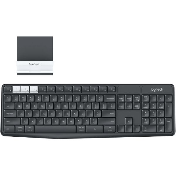 Logitech K375s Multi-Device Wireless Keyboard and Stand Combo toetsenbord Universeel RF-draadloos + Bluetooth QWERTY US International Grafiet, Wit (920-008181) Logitech K375s Multi-Device Wireless Keyboard and Stand Combo toetsenbord Universeel RF-draadloos + Bluetooth QWERTY US International Grafiet, Wit (920-008181)
