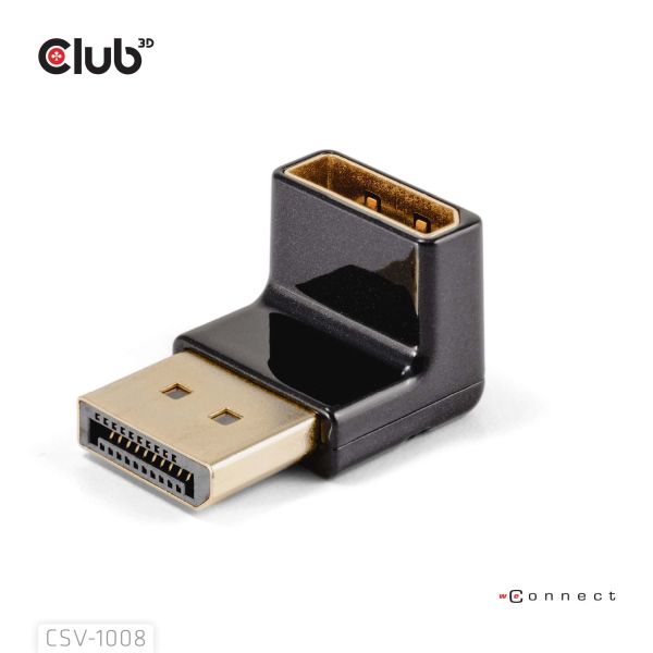 CLUB3D DisplayPort Male to DisplayPort 1.4 Female 90 Degree Angled Adapter 4K120Hz M/F (CAC-1008)