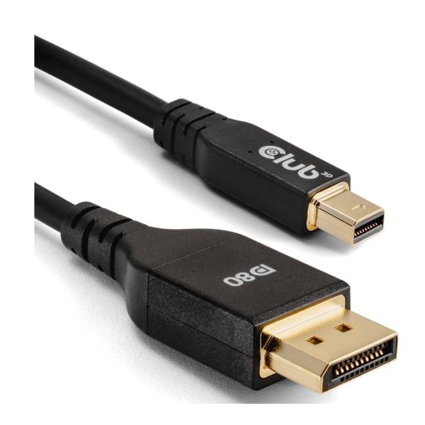 CLUB3D Mini DisplayPort™ to DisplayPort™ Bi-Directional VESA DP80 Certified Cable M/M 1m/3.28ft (CAC-1116)