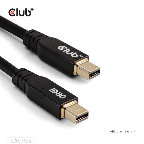 CLUB3D MiniDisplayPort™ to MiniDisplayPort Bi-Directional VESA DP80 Certified Cable M/M 1m/3.28ft (CAC-1165)