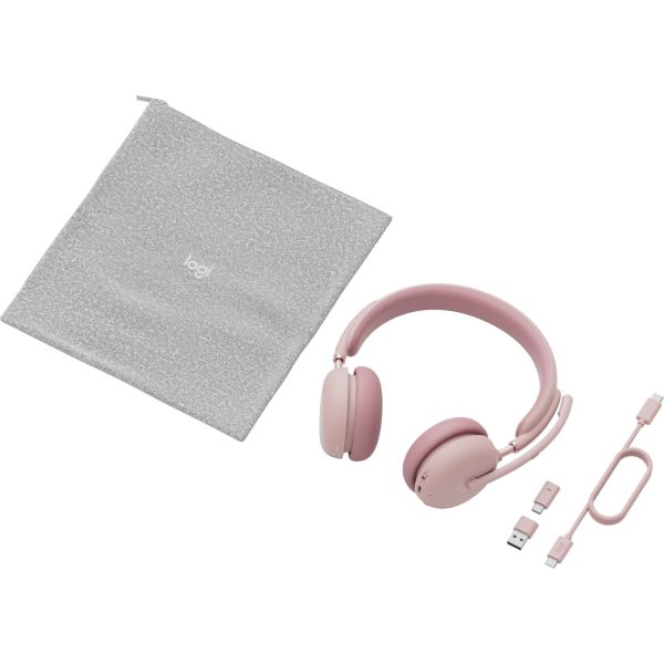 Logitech Zone Wireless 2 Headset Bedraad en draadloos Hoofdband Kantoor/callcenter USB Type-C Bluetooth Roze (981-001304)