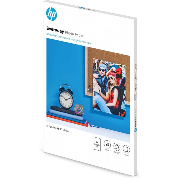 HP Everyday glanzend fotopapier, 25 vel, A4/210 x 297 mm (Q5451A)