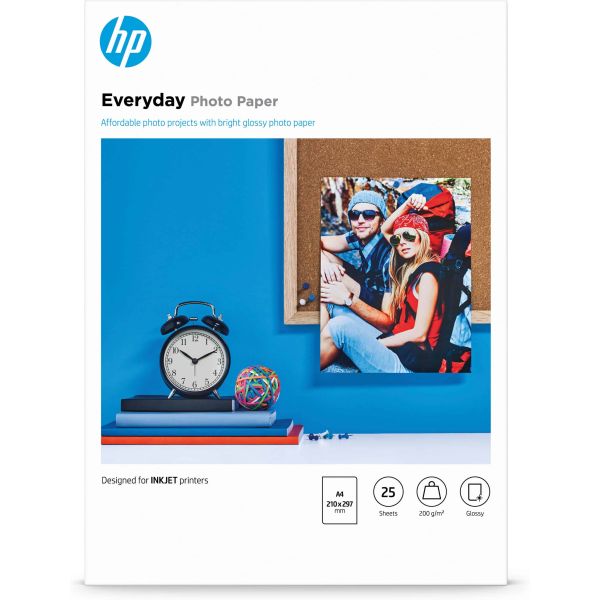 HP Everyday glanzend fotopapier, 25 vel, A4/210 x 297 mm (Q5451A)