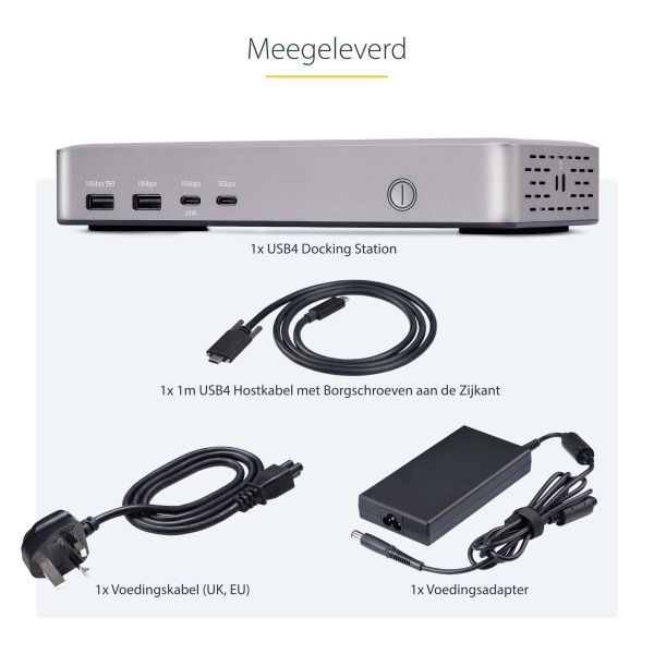 StarTech.com USB4 Docking Station, USB-C 40Gbps, Dual HDMI Video, Tot 2x 4K 60Hz 4:4:4 (RGB) of 2x 4K 120Hz 4:2:2, Multi-Monitor Dock, 6x USB, 2.5GbE, 100W PD (155UE-USB4-DOCK)