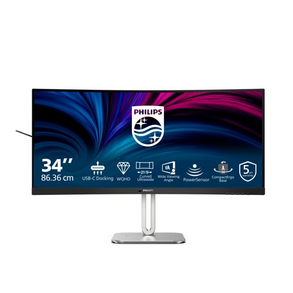 Philips 5000 series 34B2U5600C/00 computer monitor 86,4 cm (34") 3440 x 1440 Pixels Dual QHD LCD Grijs (34B2U5600C/00)