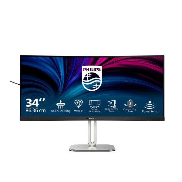 Philips 5000 series 34B2U5600C/00 computer monitor 86,4 cm (34") 3440 x 1440 Pixels Dual QHD LCD Grijs (34B2U5600C/00)