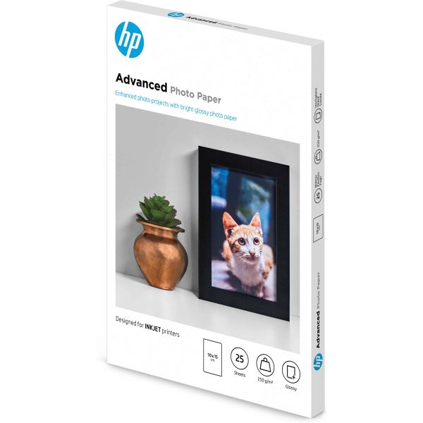 HP Advanced Photo-papier, glanzend, 250 g/m2, 10 x 15 cm (101 x 152 mm), 25 vellen (Q8691A)