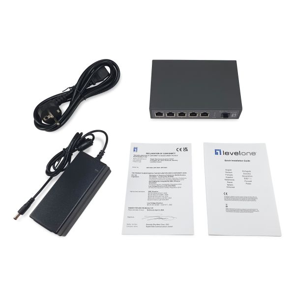 LevelOne GEP-0625 netwerk-switch Unmanaged 2.5G Ethernet (100/1000/2500) Power over Ethernet (PoE) Zwart (GEP-0625)