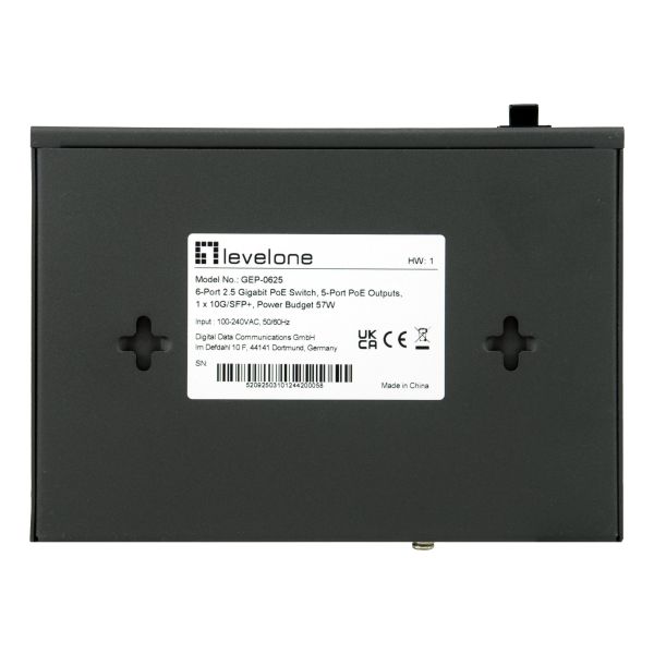 LevelOne GEP-0625 netwerk-switch Unmanaged 2.5G Ethernet (100/1000/2500) Power over Ethernet (PoE) Zwart (GEP-0625)