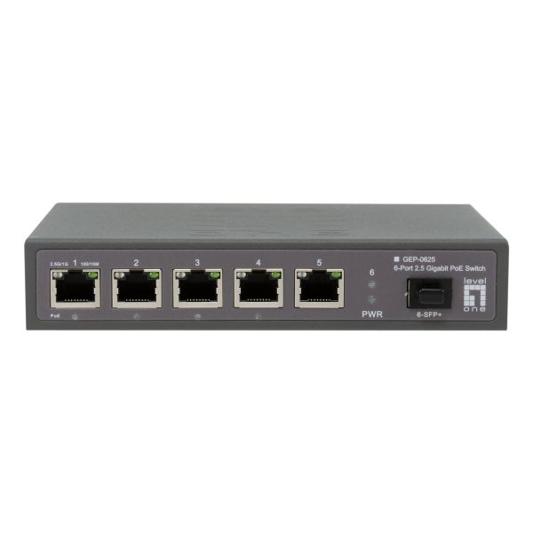 LevelOne GEP-0625 netwerk-switch Unmanaged 2.5G Ethernet (100/1000/2500) Power over Ethernet (PoE) Zwart (GEP-0625)